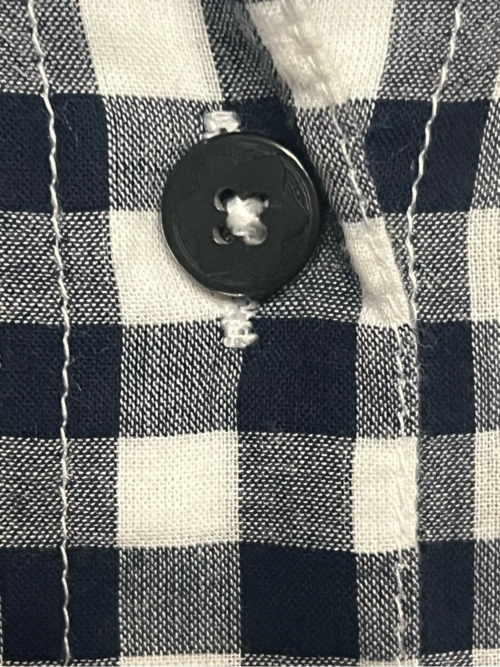 Draper James Navy White Gingham Button Down Shirt Ruffle Coastal Eurosummer - Picture 4 of 8